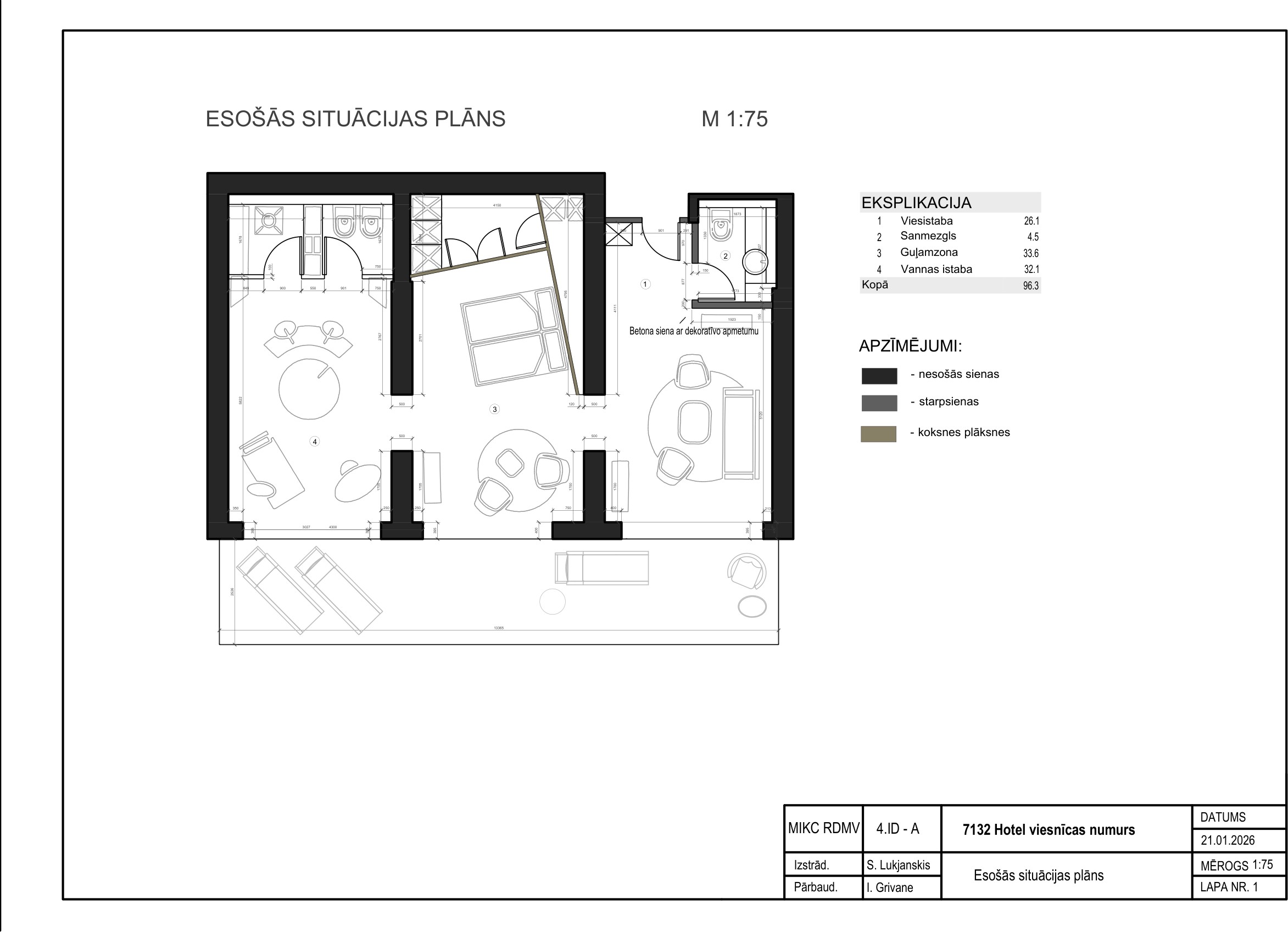 7132 Hotel technical drawing — Existing Situation Plan