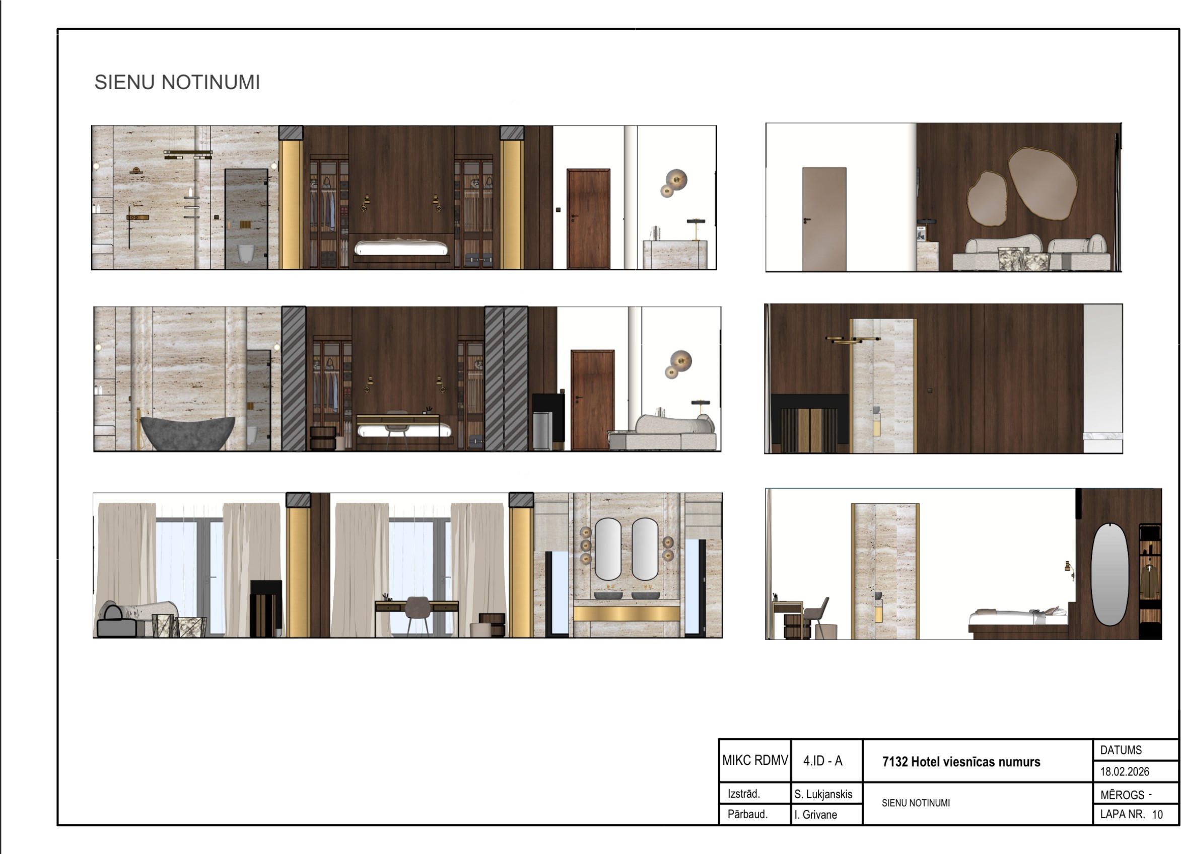 7132 Hotel technical drawing — Wall Elevations
