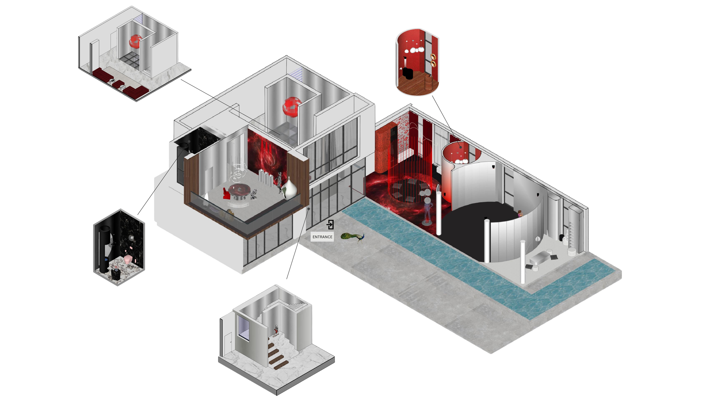 Axonometric cutaway of Kralow Mansion