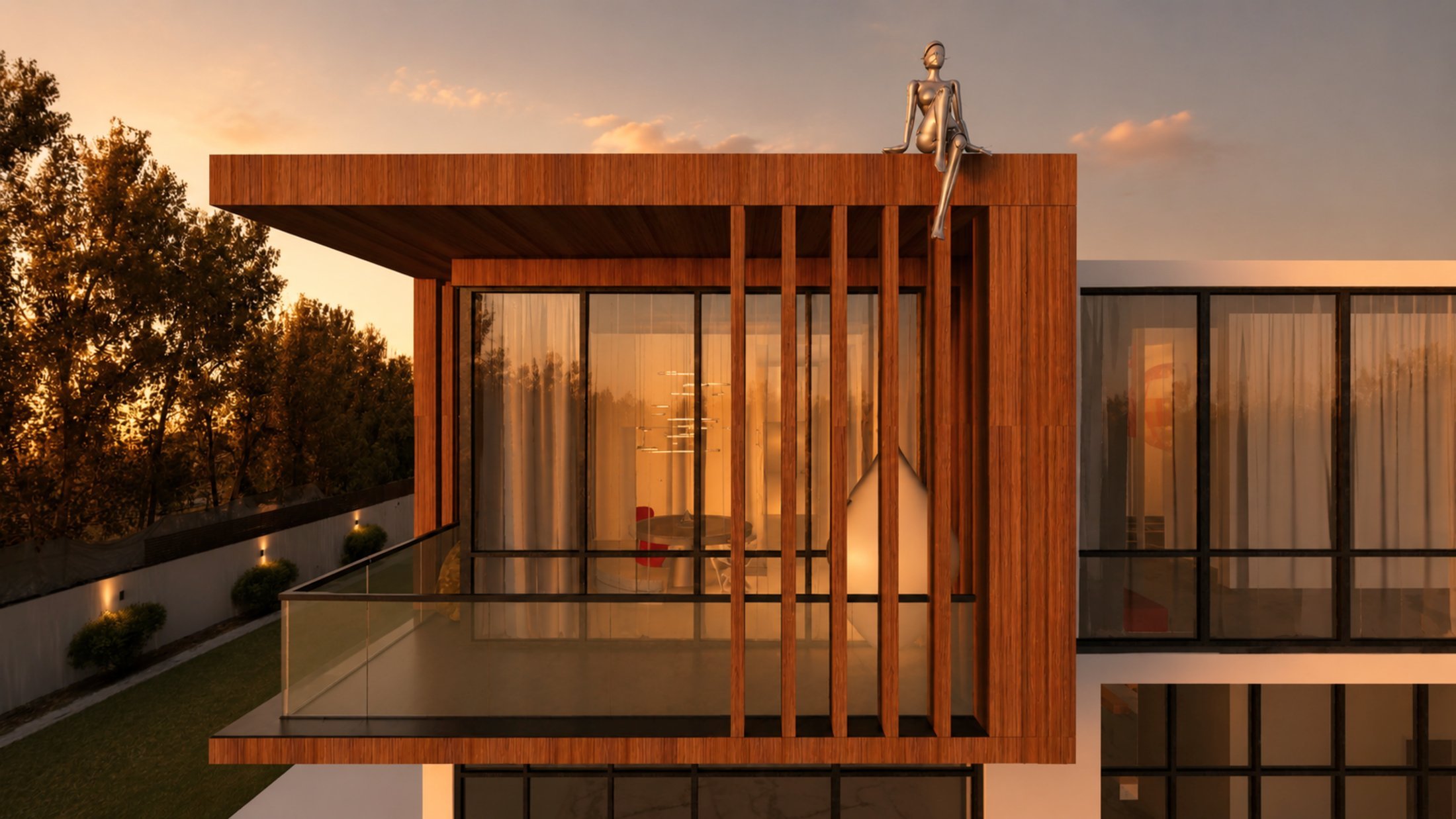 Kralow Mansion exterior at sunset