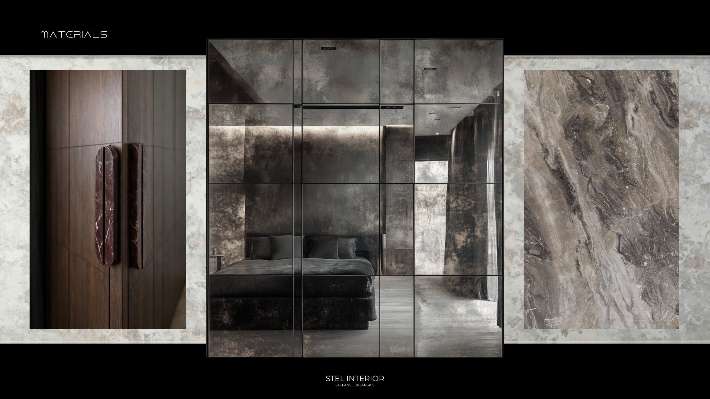 Regolith concept moodboard — Marble & Antique Mirror